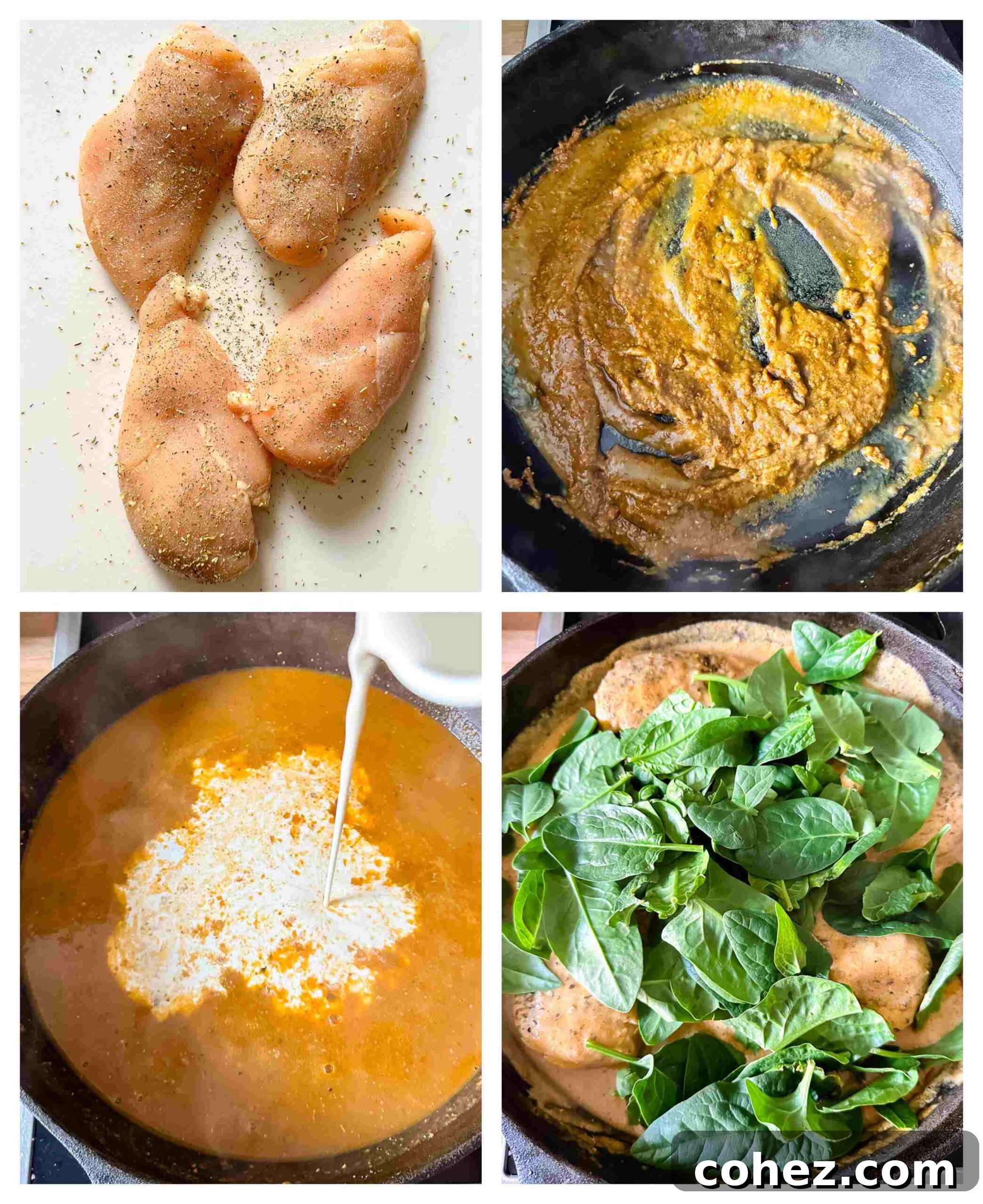 Tuscan Sun Dried Tomato Chicken 4 chicken and sun-dried tomato sauce recipe process images