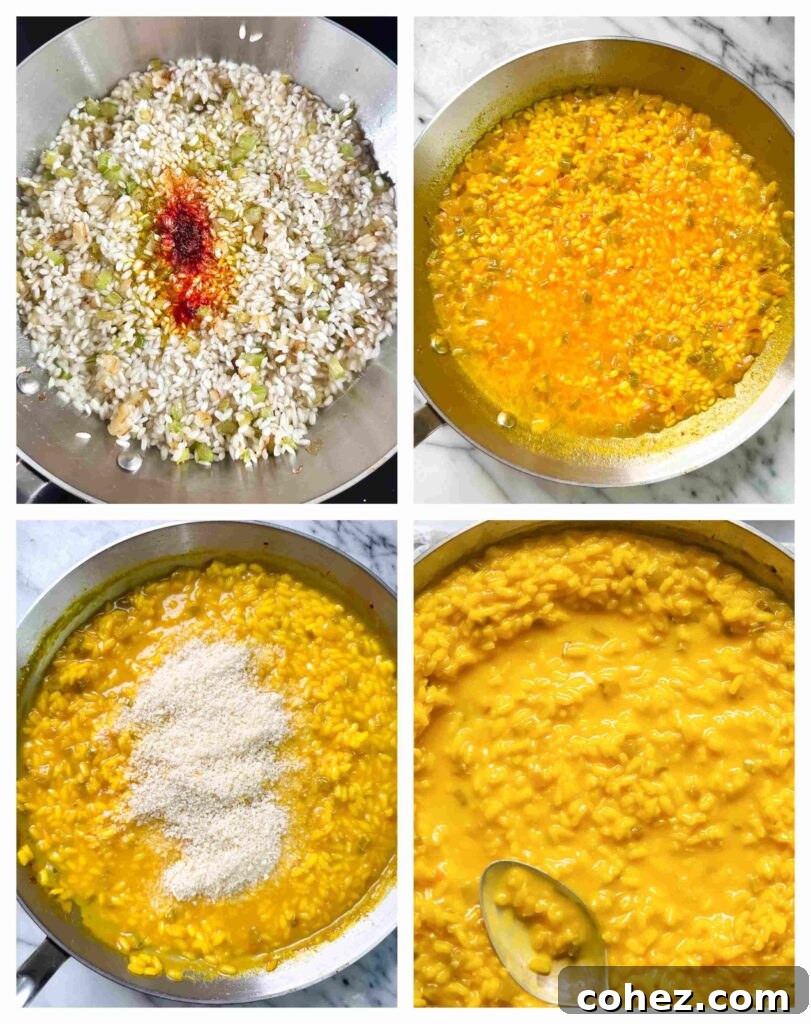 four shots showing how to make the rice