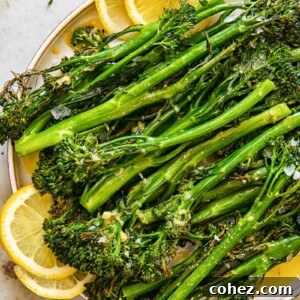 Plate of roasted Tenderstem broccoli