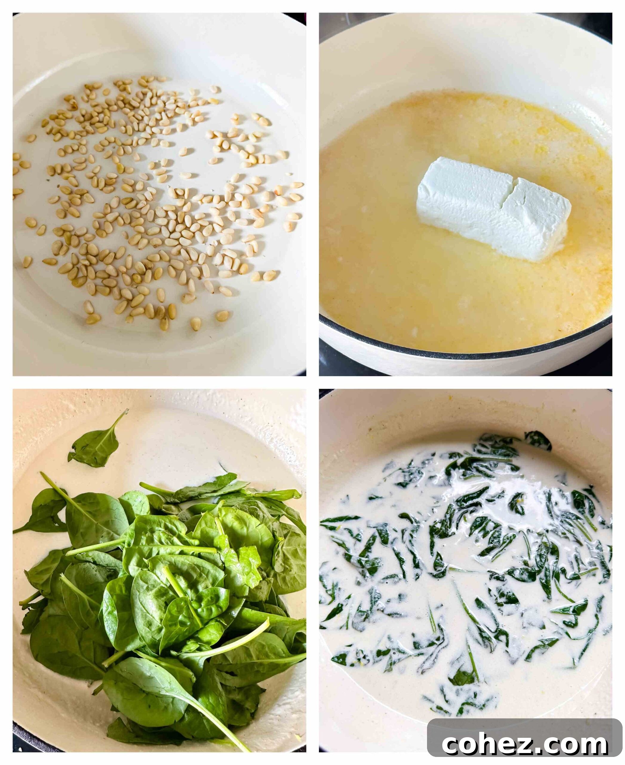process shots showing how to make the sauce
