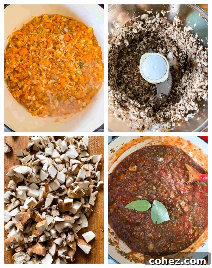 Process shots showing making of the bolognese