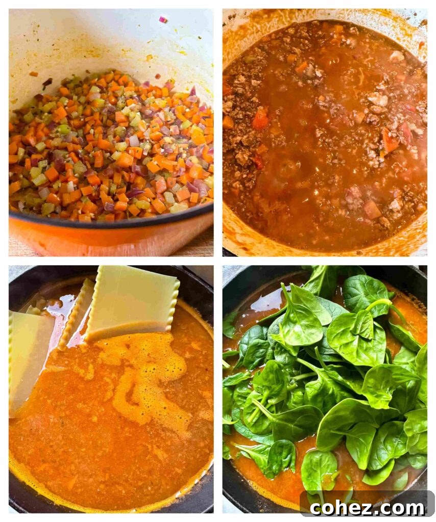 four process shots showing the order of ingredients being added