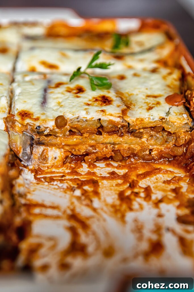 Close up side view showing the cross section of a slice