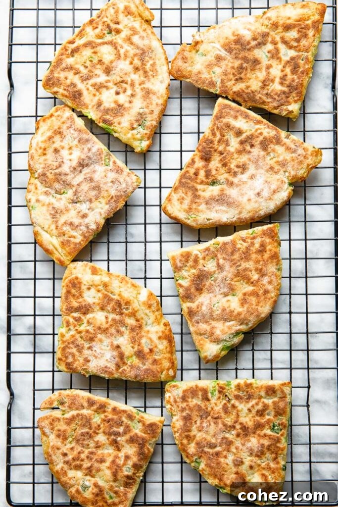 Golden Irish Potato Griddlecakes 4 Top down shot of potato farls cooling on a wire rack