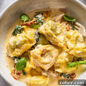 bowl of tortellini with sauce