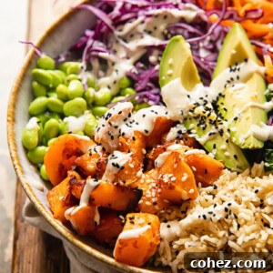 Side view of a vibrant vegan Buddha bowl