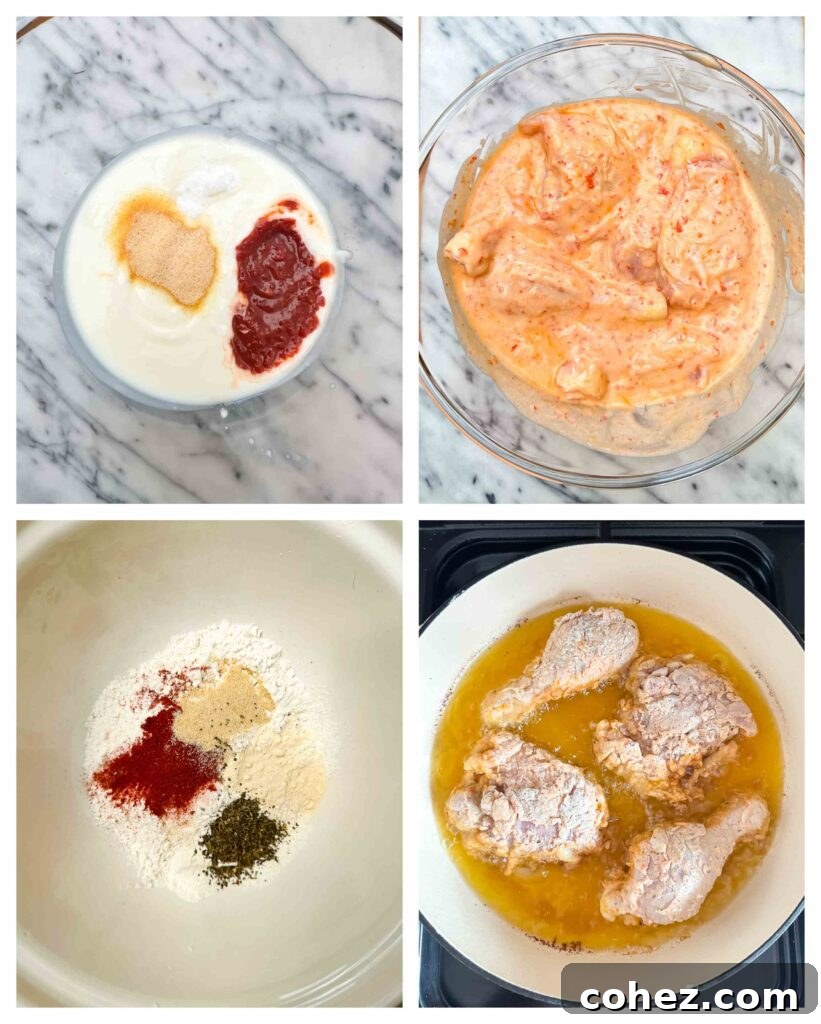 Process shot of chilli mayo being mixed and chicken drumsticks being marinated