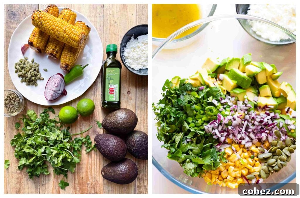 Process shots of salad ingredients being chopped and combined in a bowl