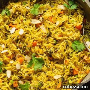 Wild rice pilaf in a large pan
