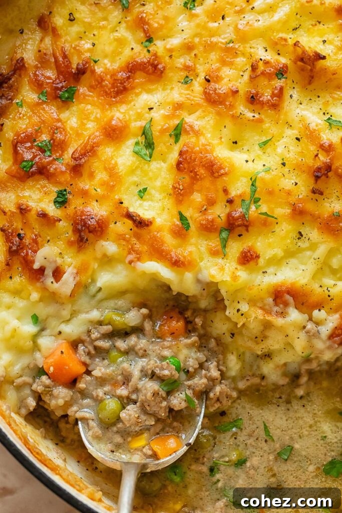 Meat and Potato Bake 3 Close up of shepherd's pie cross section