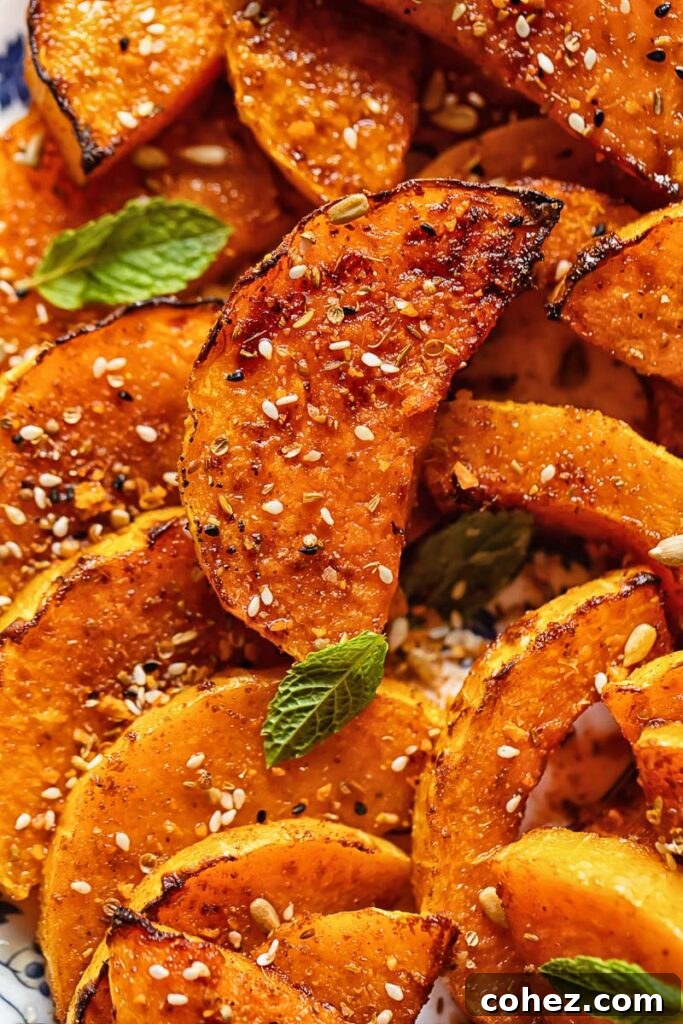 Close up of spiced butternut squash with hot honey