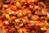 Butter Bean Puttanesca Pasta with Cherry Tomatoes