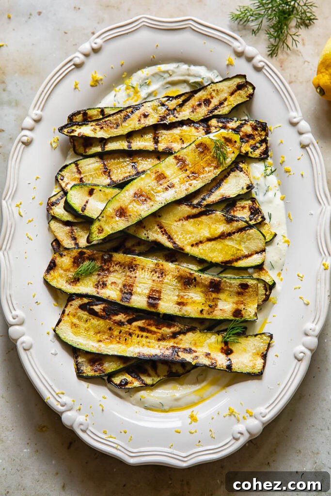 Grilled zucchini with whipped feta dip