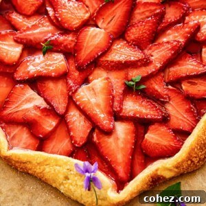 top down view of strawberry galette